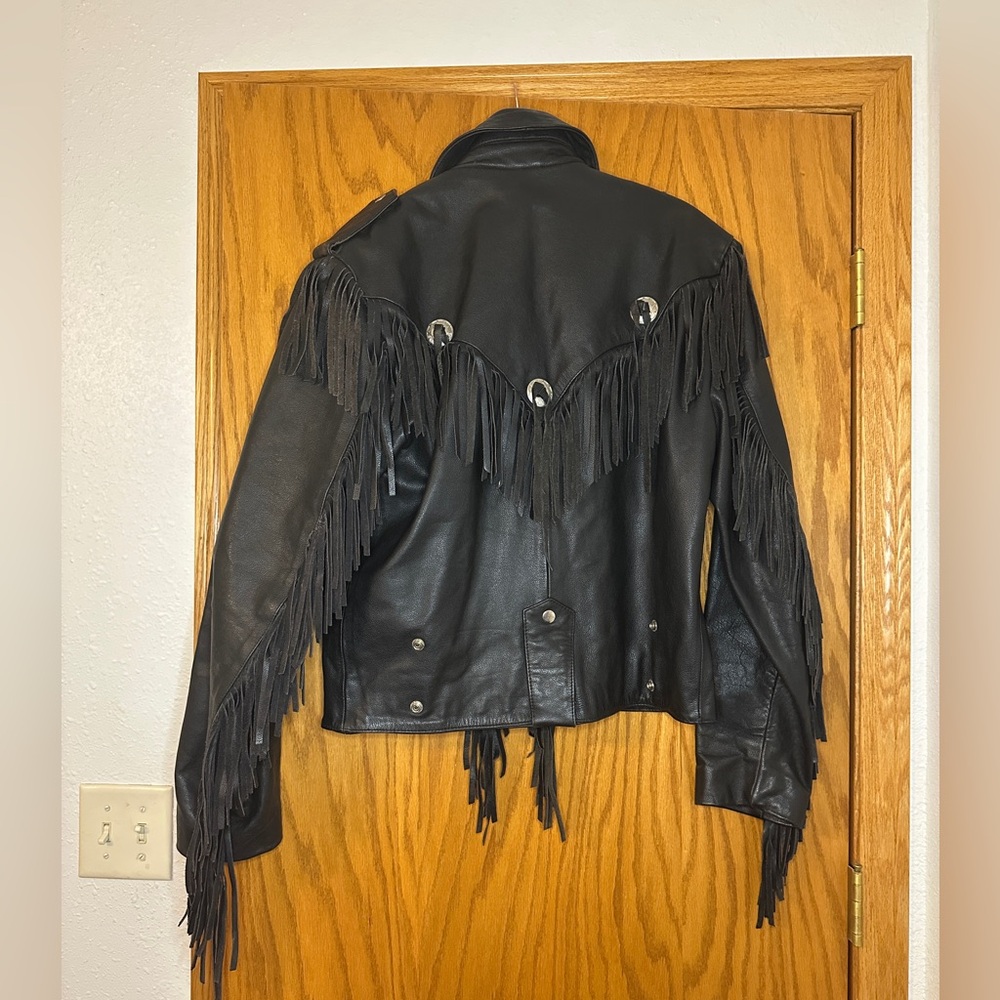 Open Road for Wilson Vintage Black Leather Fringe Jacket - Picture 2 of 14